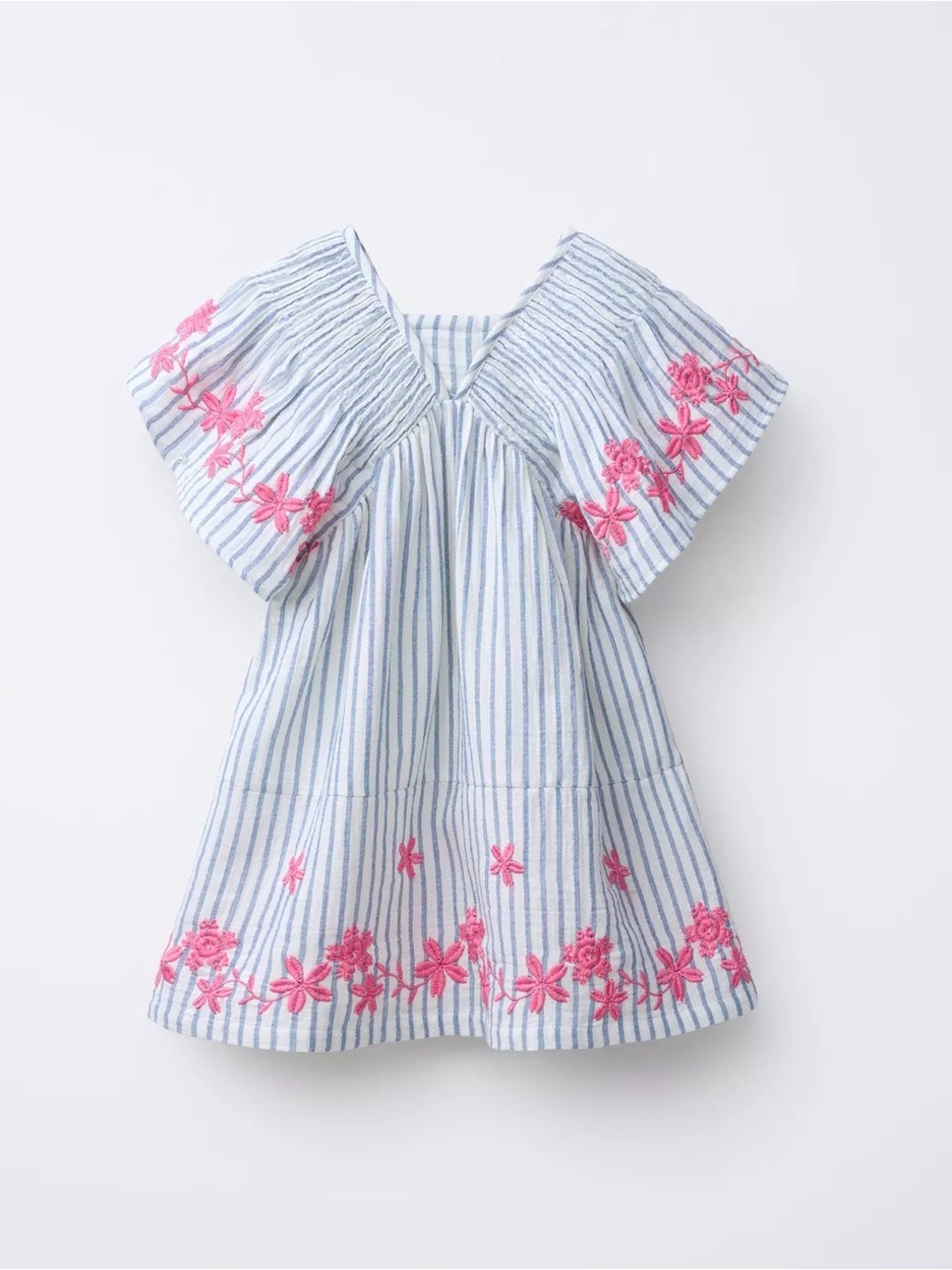 Zara Kids Embroidered Floral Striped dress